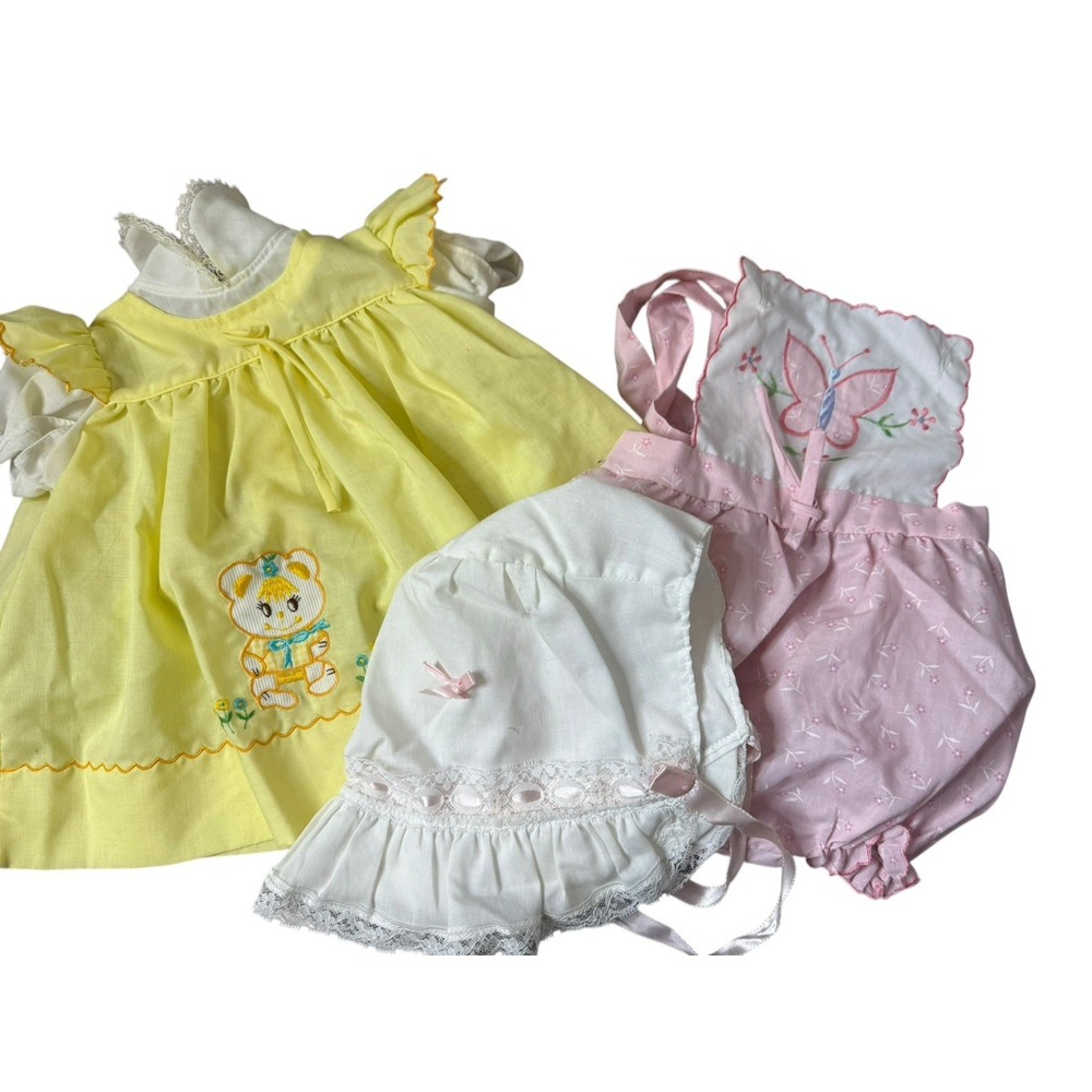 Vintage baby boy lot bonnet hat one piece 18 months romper